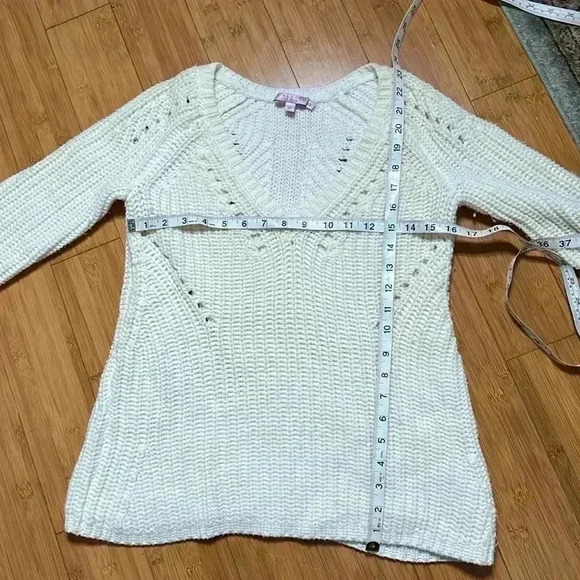 Calypso St. Barth Super Soft Open Knit Wool V-Neck Sweater Ivory XS - Picture 6 of 7